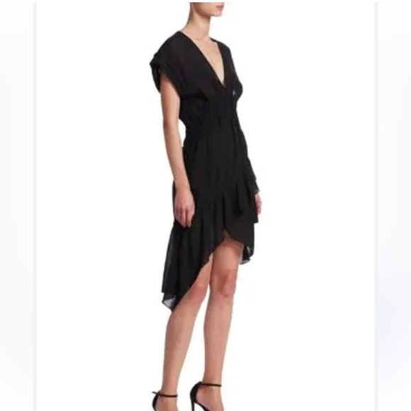 IRO PARIS Foroura black Gauze Asymmetrical Tiered Hi-Lo dress - Picture 1 of 10